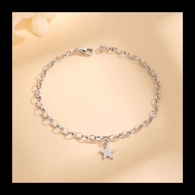 التجارة الخارجية اكسبرس S925 الفضة الاسترليني تنوعا أزياء شعبية بسيطة القمر الخماسي سوار السيدات