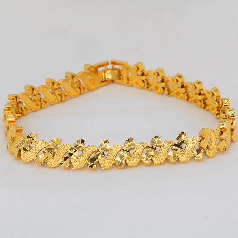 Copper African Party Jewelry Gifts Ethiopian Cuban Jewelry Dubai 24k Gold Color Various Shapes Bracelet For Man And Woman