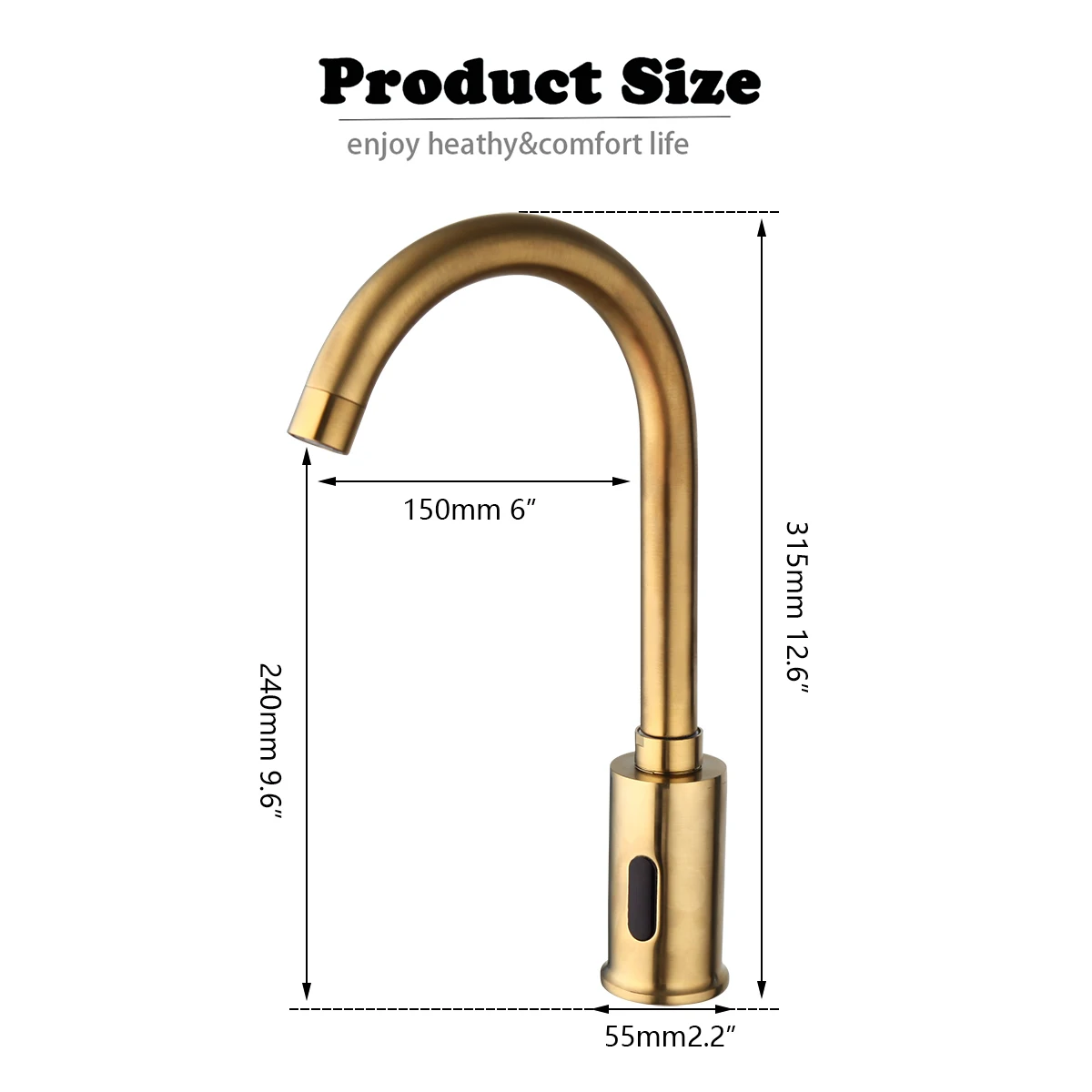 KEMAIDI Automatic Touch Free Bathroom Faucet Sensor Faucets Brushed Gold Hot Cold Mixer Tap Water Saving Inductive Electric Taps