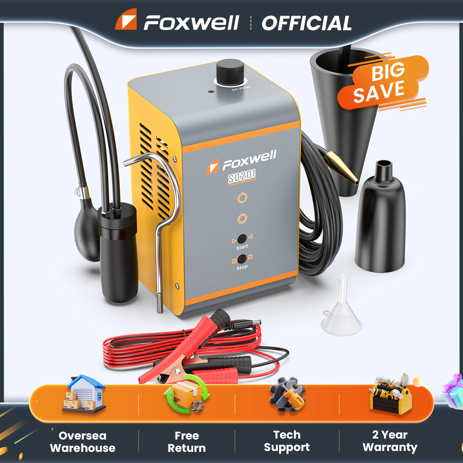 

FOXWELL SD201 12V Car Smoke Leak Detector Built-in Air Pump Auto Vacuum Evap Leakage Machine Fuel Pipe System Smoke Tester Tools
