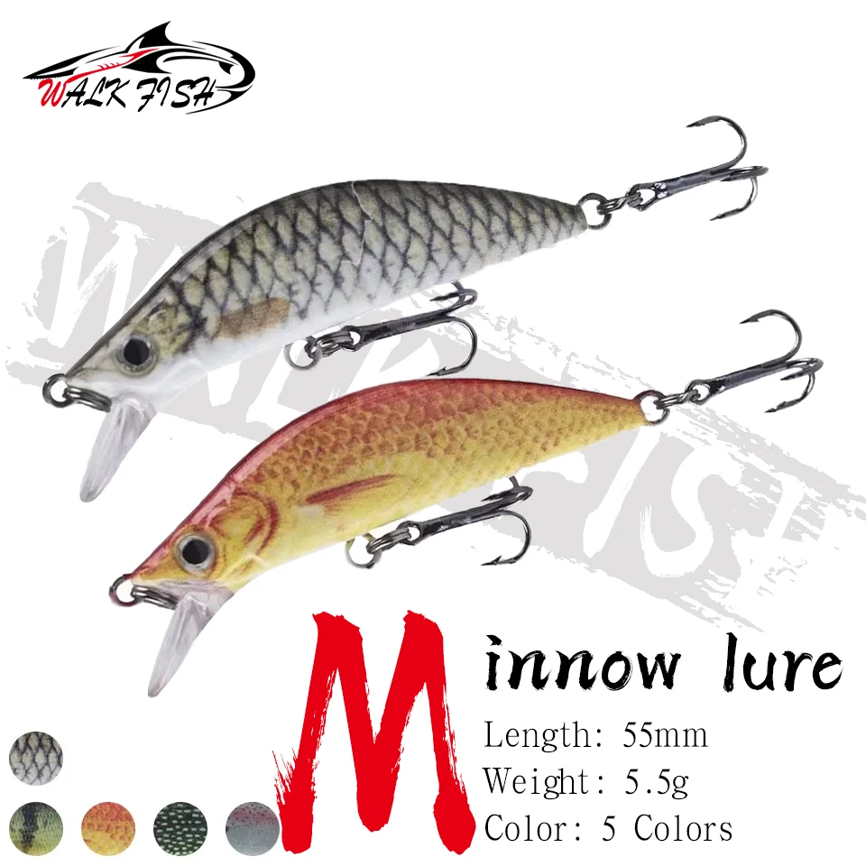 WALK FISH 1 Stück 55mm 5,5g Japanischer Minnow-Angelköder, Sinkender Isca-Köder für Süßwasser, Barsch, Hecht, Künstliche Köder für Forelle und Meeresfischerei