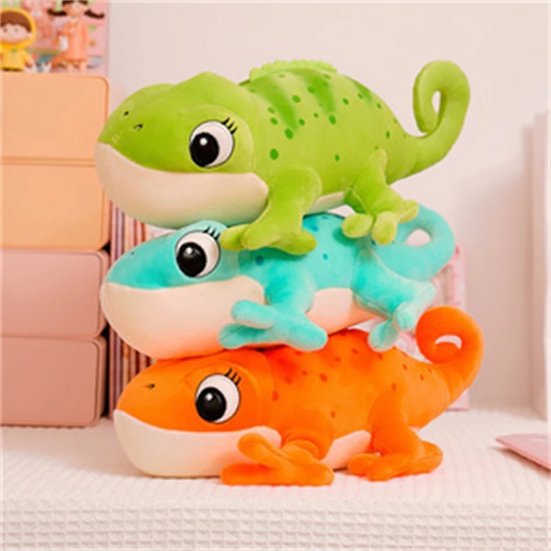 

Cute Chameleon Plush Toy Colorful Lizard Stuffed Animal Soft Zoo Doll Gift For Kids Home Decoration Birthday Present