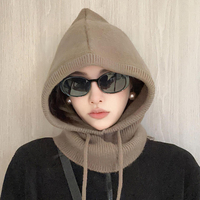 Unisex Adjustable Elastic Balaclava Cap Warm Ring Scarf Beanie Hat For Women Men Windproof Hooded Neck Collar Knitted Hat Bonnet