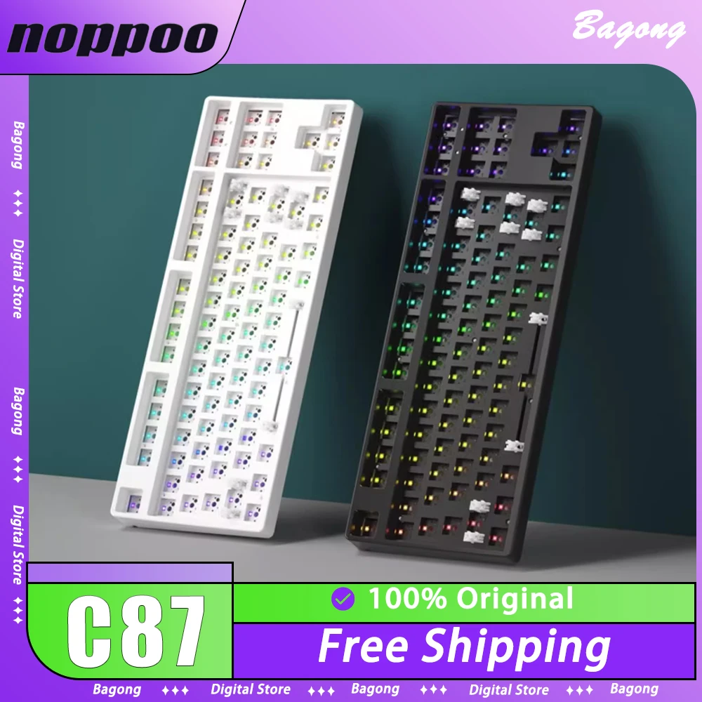 NOPPOO C87 기계식 키보드 키트, 3 가지 모드, RGB 백라이트, 무선 게임용 키보드, 핫 스왑 PC 게이머 액세서리, 사무실 선물 