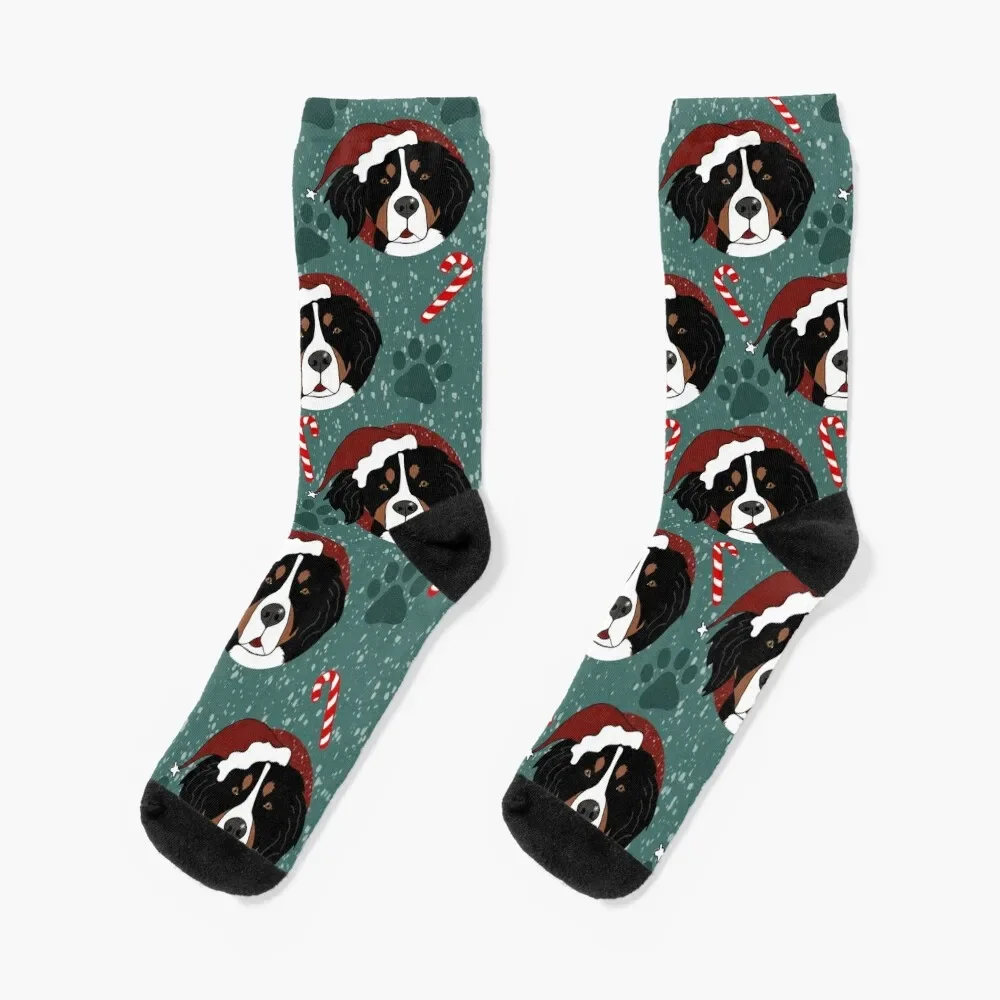 

Christmas Bernese Mountain Dog Socks Sports hockey funny sock Socks Men Women's