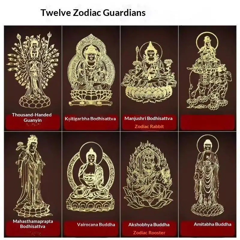 10Pcs Chinese Zodiac Metal Phone Sticker Gold Self Adhesive Thin Decor Decal For Phone Case Laptop DIY Ornament
