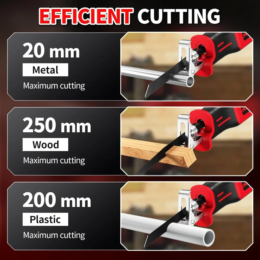 Reciprocating Saw Cordless,0-3500 SPM Power Reciprocating Tool-Free Blade Change Brushless Recipro 2 * 4.0Ah Battery 4 Blades