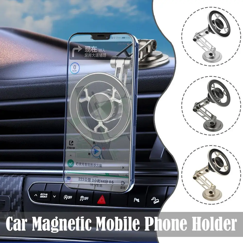 Three Folding 360° Magnetic Auto Mobile Phone Holder Portable Universal Console GPS Car Base Dashboard Magnetic Stand Navig D4K4