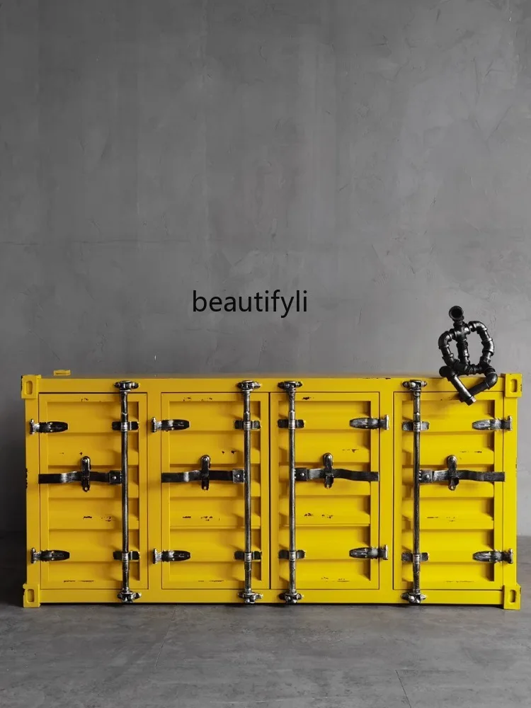 Container Cabinet Retro Industrial Style Cabinet Personalized Creative Iron Sideboard Cabinet Tea Cabinet furniture