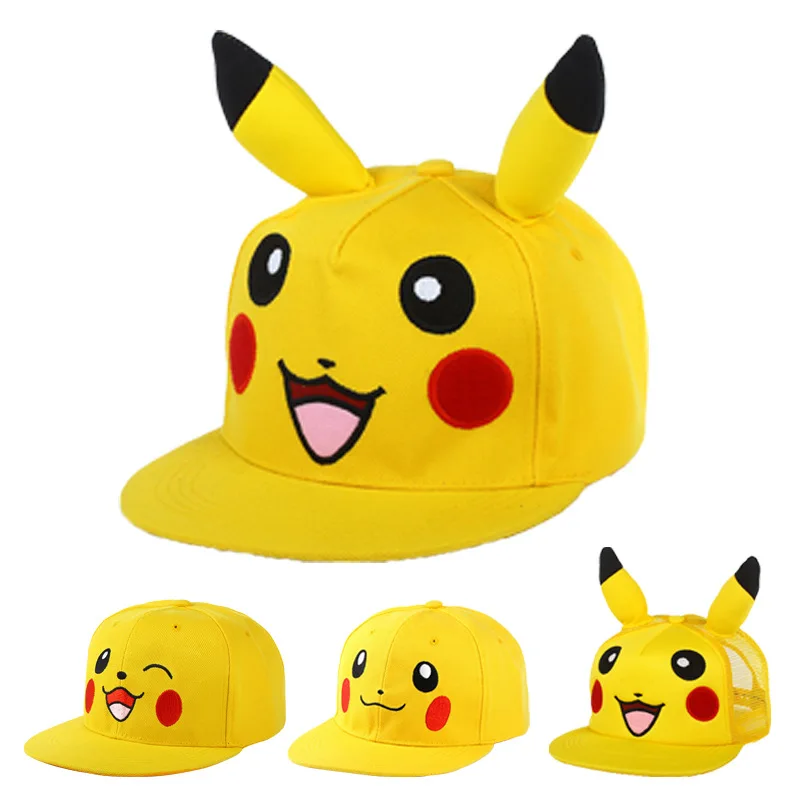 Pikachu Baseball Cap Pikachu Cartoon Hat Cosplay Summer Man Hip Hop Sports Cap for Kids Boy Girl Children Anime Figures Toy Gift