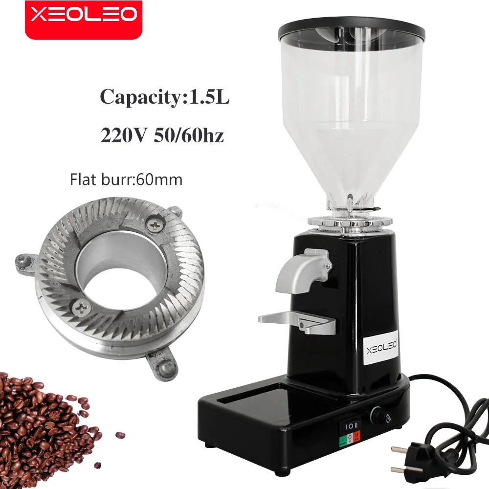 Xeoleo-molinillo de café eléctrico para uso comercial y doméstico, máquina de Espresso con rebaba automática de 60mm, 200W