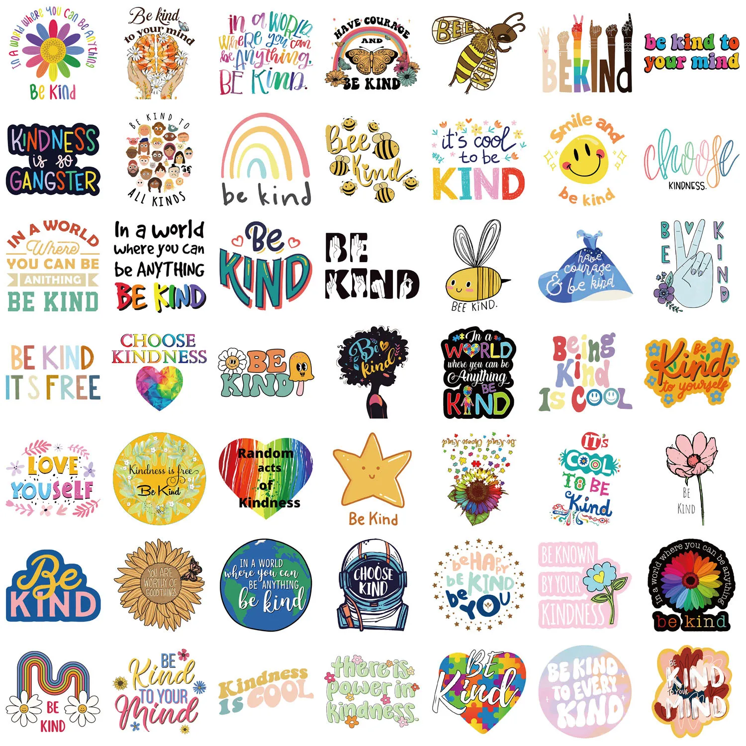 50/100PCS Friendly Psychology Be Kind Graffiti Stickers Decorative Guitar Notebook Luggage DIY Waterproof Stickers