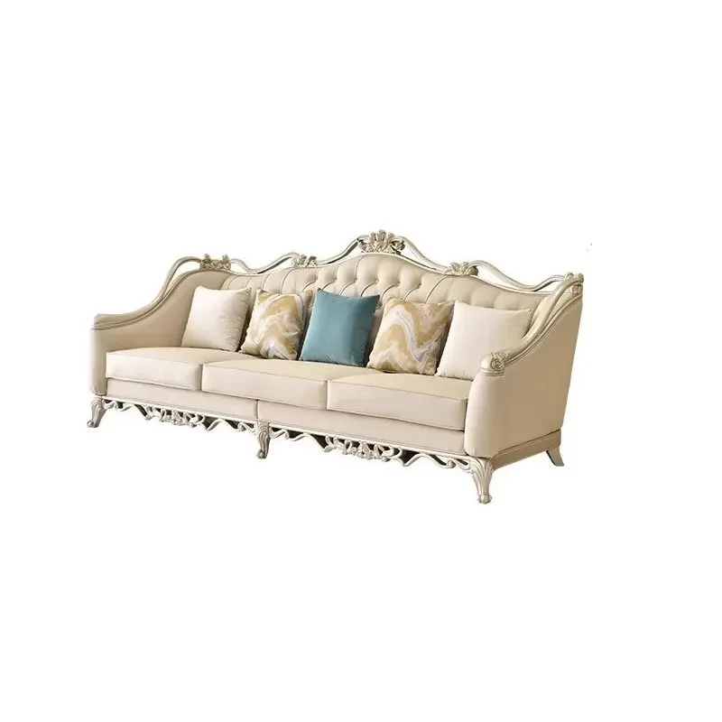 

French light luxury sofa solid wood European luxury luxury living room villa furniture combination high-end high-end sense