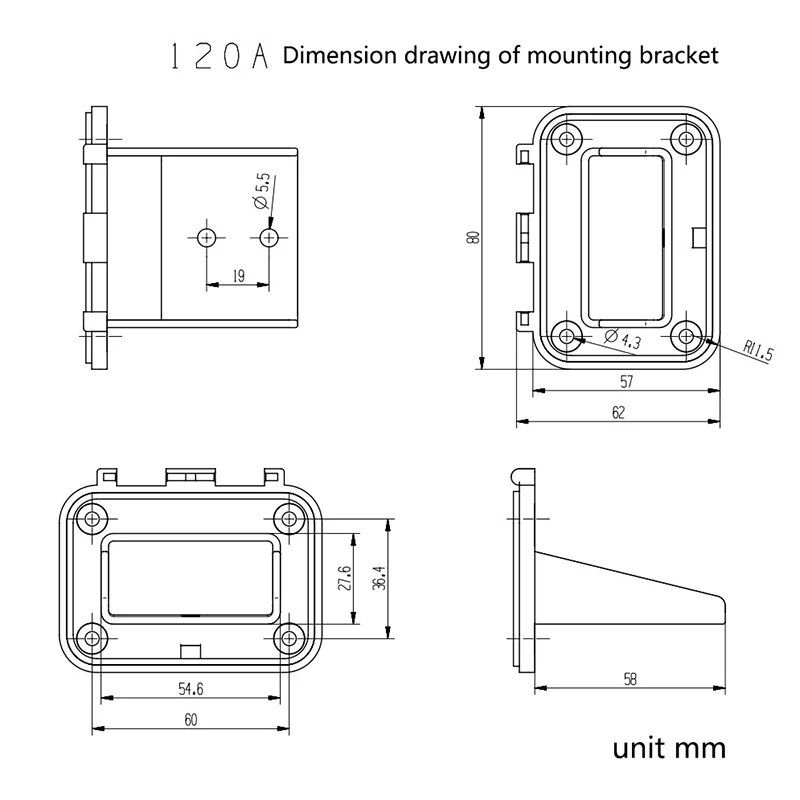 1/2Pcs 120A For Anderson Socket Panel Bracket Plug Flush Mount Bracket Panel Bracket With Cover For Caravan Cable Connectors