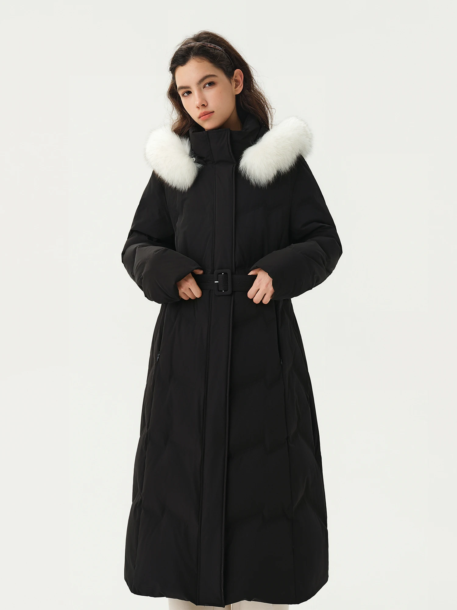 DUSHU Plus Size Mountain Ridge Down Jacket Women Stand Collar Hooded Long Puffer Coat 2026 Winter New Windproof Warm Outerwear
