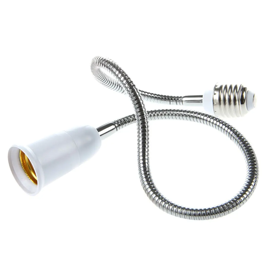 E27 to E27 Light Lamp Bulb Flexible Extension Adaptor Converter (White,60cm)