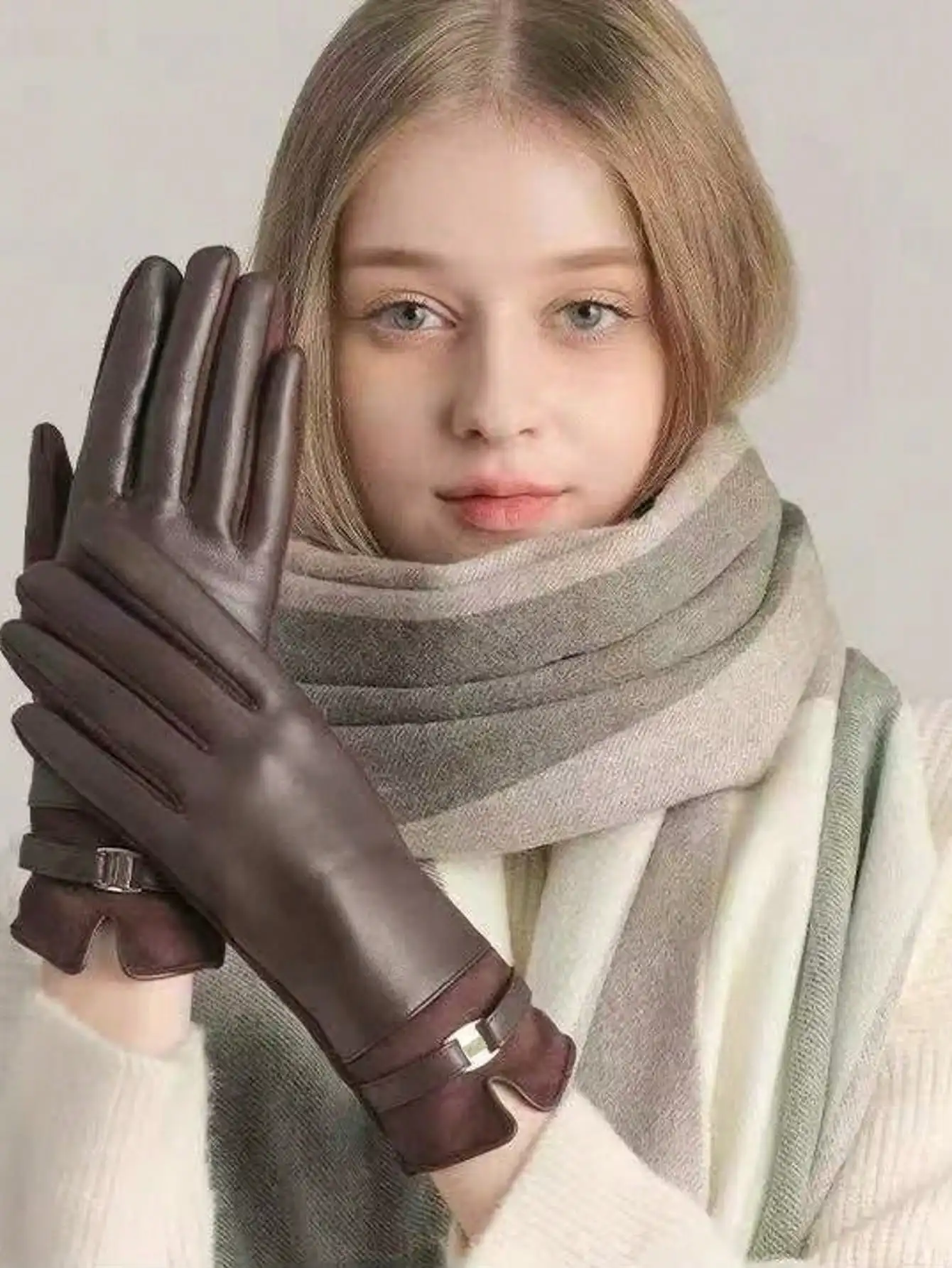 1 زوج المرأة أنيقة بلون بولي Rivets المسامير جزءا لا يتجزأ من قفازات الشارع عادية للرياضة في الهواء الطلق الناضجة الخريف الشتاء هالوين