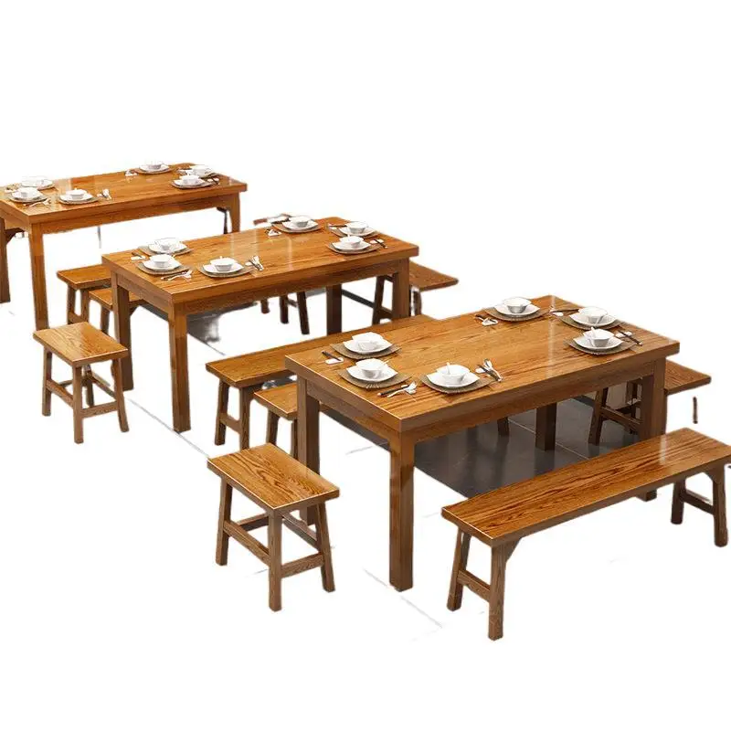 @Noodle House Table and Hotel Snack Bar Dining   Combination Solid Wood Restaurant Canteen  Restaurant BBQ Carbonization