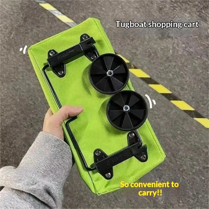 Foldable Wheeled Shopping Bag Large Capacity Eco-friendly Durable Fabric Reusable Tote for Supermarket Commute Shopping Use