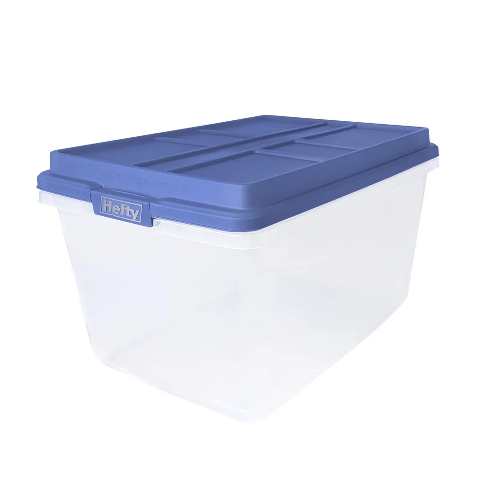 Contenitore portaoggetti in plastica trasparente da 72 litri impilabile con coperchio HI-RISE, organizer durevole per garage domestico