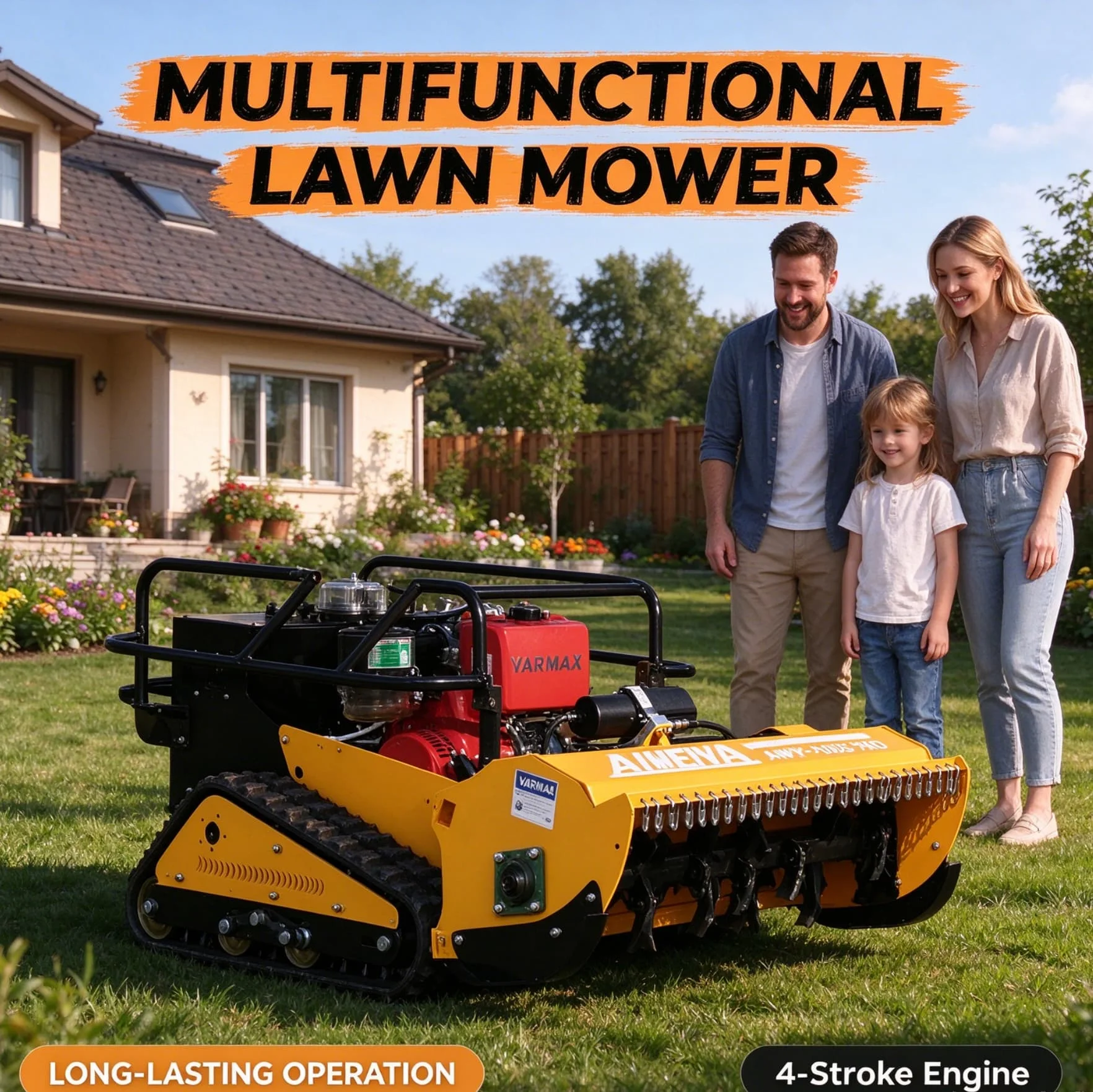 Customized farm land remote control wireless rc lawn mower with stable power output, easy operation for large field maintenance