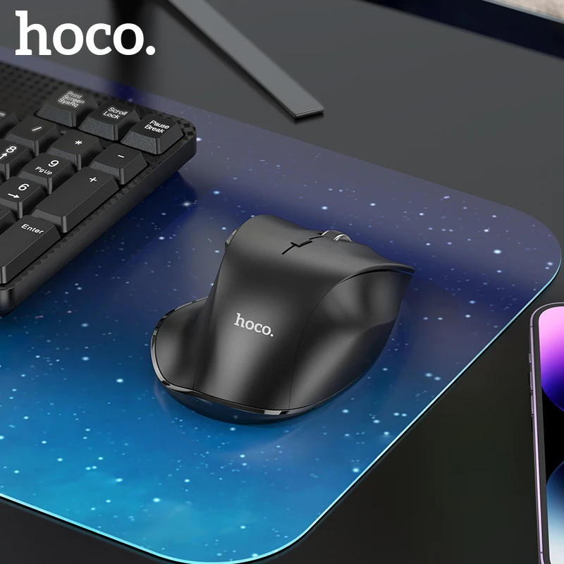 

HOCO GM24 Dual-Mode Business Wireless Ergonomic Mouse 2.4G/Bluetooth 6D Buttons 1600 DPI USB Gaming Computer Mouse For PC Laptop