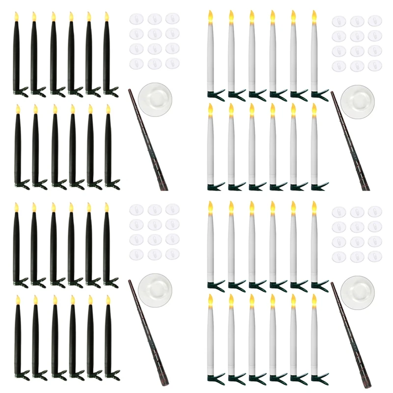 

Hanging Floating Flameless Candles With Wand Flameless Taper Candles LED Candles Warm Light Christmas Candles