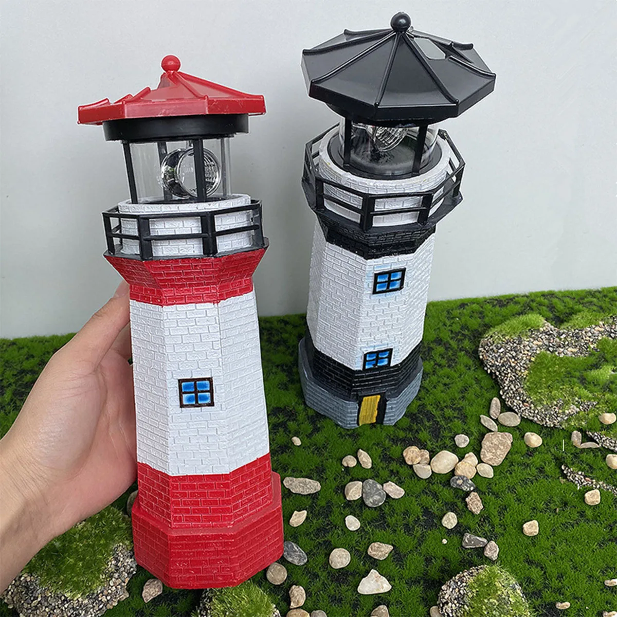 

LED Solar Lighthouse 360 Degree Rotating Light Waterproof Outdoor Solar Light, Garden Lawns Balconies Courtyard Decoration Light