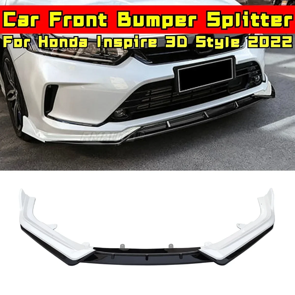 For Honda Inspire 2022 Body Kit Front Bumper Splitter Spoiler Glossy Black 3D Style Bumper Diffuser Spoiler Car Accessories