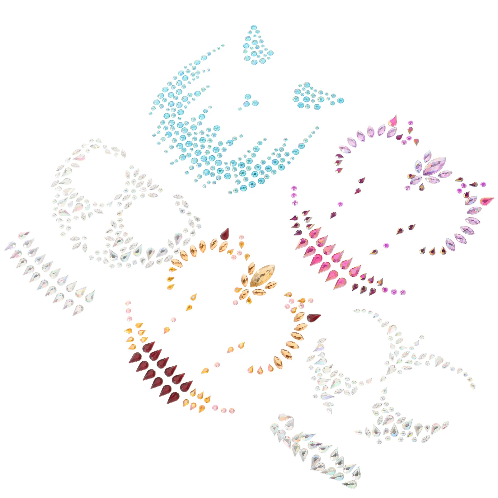 5 Sets Stickers Halloween Drill Face Jewels Gems The on Body Rhinestones Festival Accessories