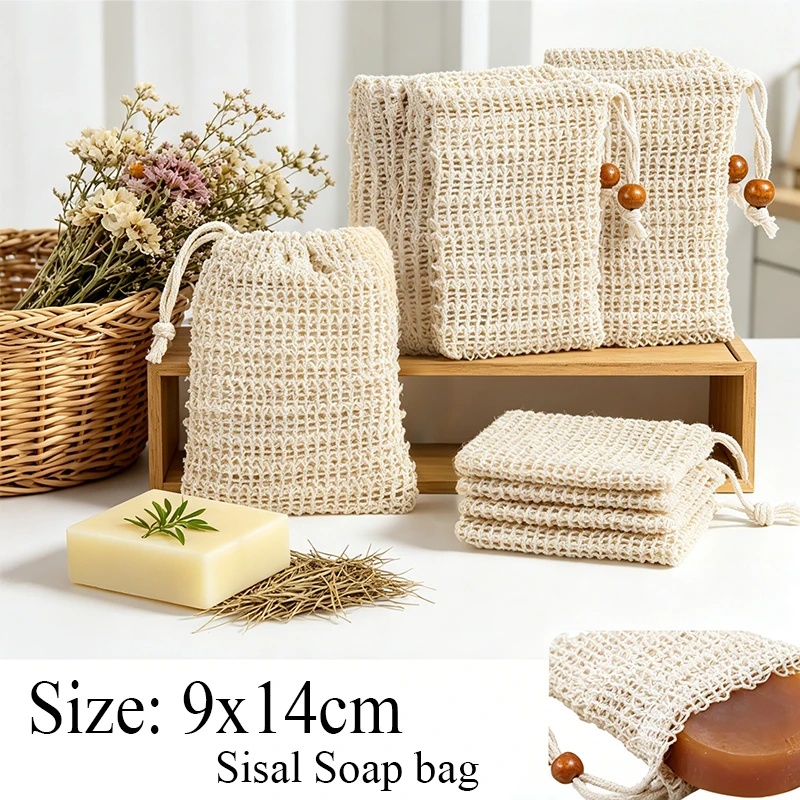 10/5 Stück Sisal-Seifenbeutel für Dusche und Bad, Peeling-Seifenhalter, Seifenverpackungs-Netzbeutel