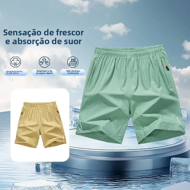 Shorts Esportivos Masculinos 5 em  de Secagem Rápida para Mulheres, Estilo Yoga, Verão, Acima do Joelho, Elástico, Micro Verde