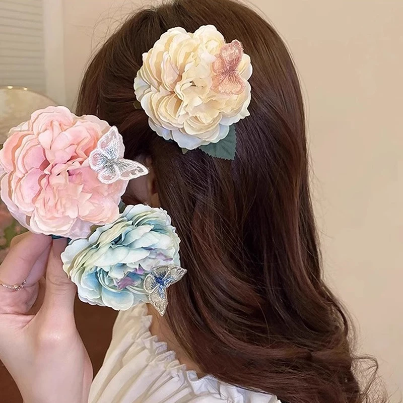 Horquilla de flores elegante Vintage para mujeres y niñas, Clip para el cabello Floral de diseño creativo dulce bohemio, accesorios para el cabello