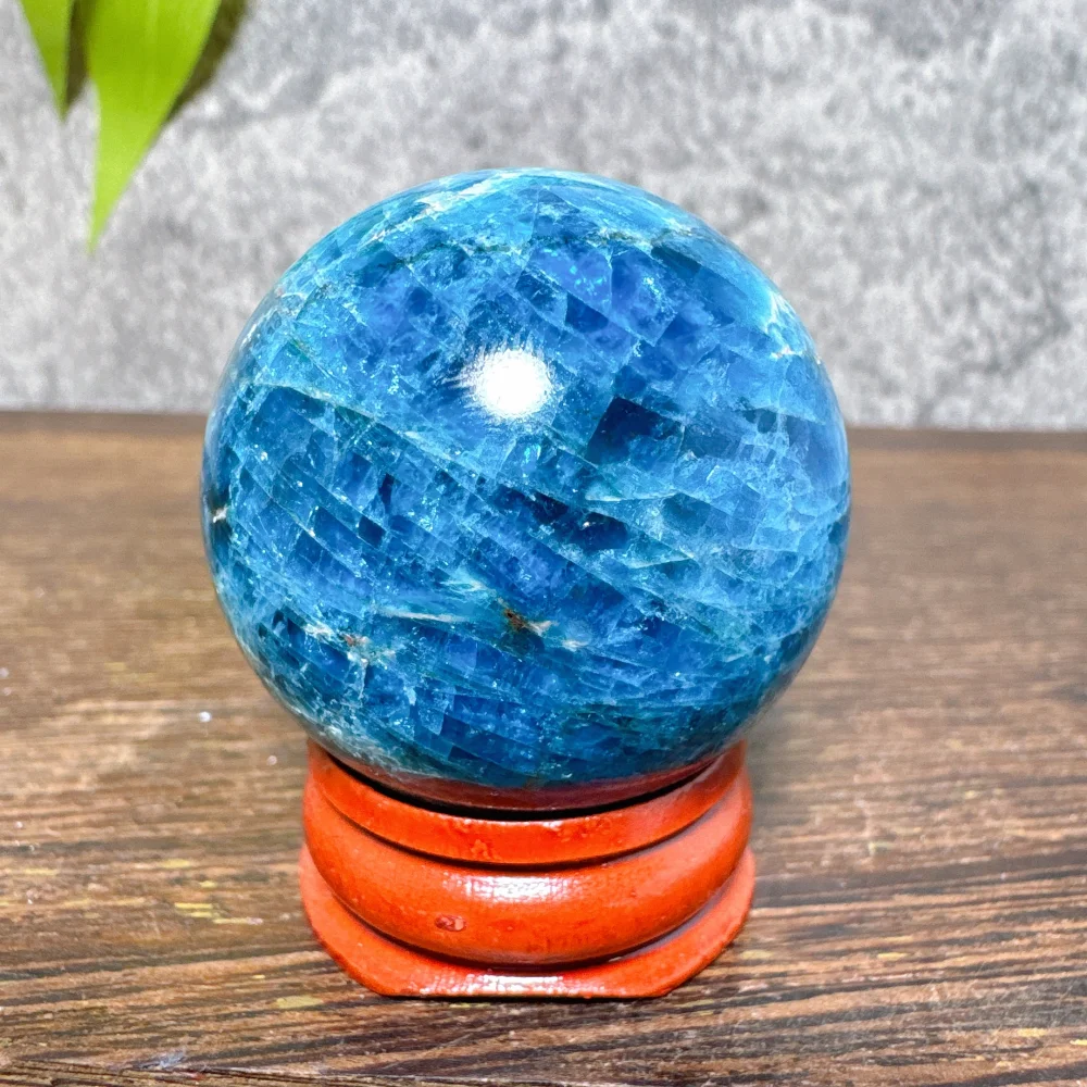 Blue Apatite Natural Gemstone Ball Shimmer Effect Home Room Decor Crystal Healing Gift for Altar
