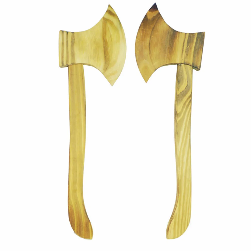 1 Stuks Houten Bijl Verkoolde Duurzaam Levensecht Gepolijst Veilig Hands-on Prop Halloween Kostuum Accessoire Decoratie Collectie