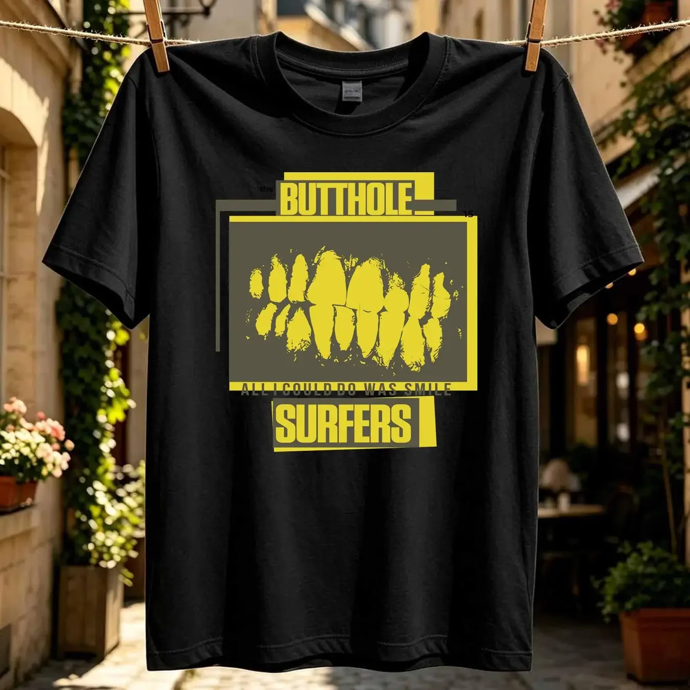 washed T Shirt Butthole Surfers VTG All I Could Do Was Smile White S 5XL PE591 long sleeves vintage Washed designer clothes