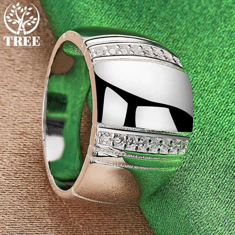 925 Sterling Silver Noble AAA Zircon Gorgeous Wide Ring For Women Men rings Fashion Party Birthday Banquet Wedding Charm Jewelry - Image 4