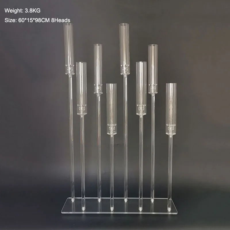 

Прозрачный квадратный канделябр 5, 8, 10 рук, акриловая подставка для свечей, свадебные принадлежности
