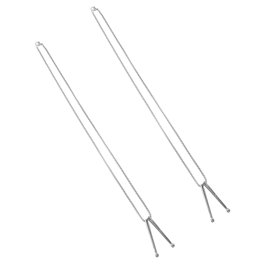 

2Pcs Drumstick Pendant Necklace Metal Musical Jewelry Unique Design Drum Sticks Necklace for Women Men Chains Aesthetic