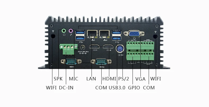 PC de control Industrial sin ventilador, i5, 6360U, i7, 6650U, Mini PC, 2x1000M, Ethernet, 6 COM, Windows 10, Linux, unidad libre, NAS gratis, 7 horas, 24 horas