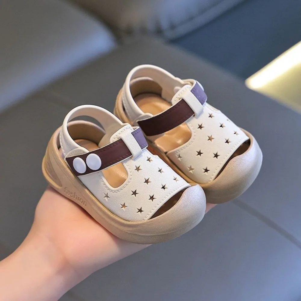 

1pair Hollow Star Infant and Toddler Sandals with Straps Closed Toe Baby Toddler Shoes Anti-slip Anti-kick Children's Shoes