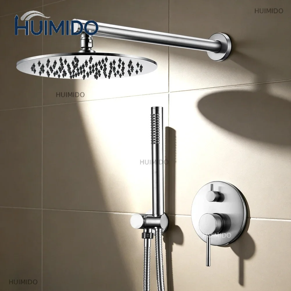 Stainless Steel Brass Built Installation Rain Shower Head Hand Sprayer Two-Function Hot Cold Mixing Bathroom Faucet