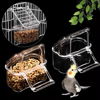 2Pcs Parrot Feeder Large Capacity Water Bowl Transparent Bird Trough Pet Parrot Food Dispenser Parrot Cage Accessories