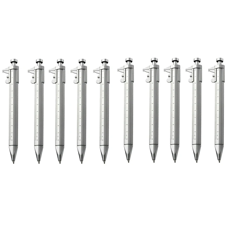 10PCS Vernier Caliper 0-100Mm Ballpoint Pen Multifunction Gadget For Men Women Woodworkers Carpenter Student