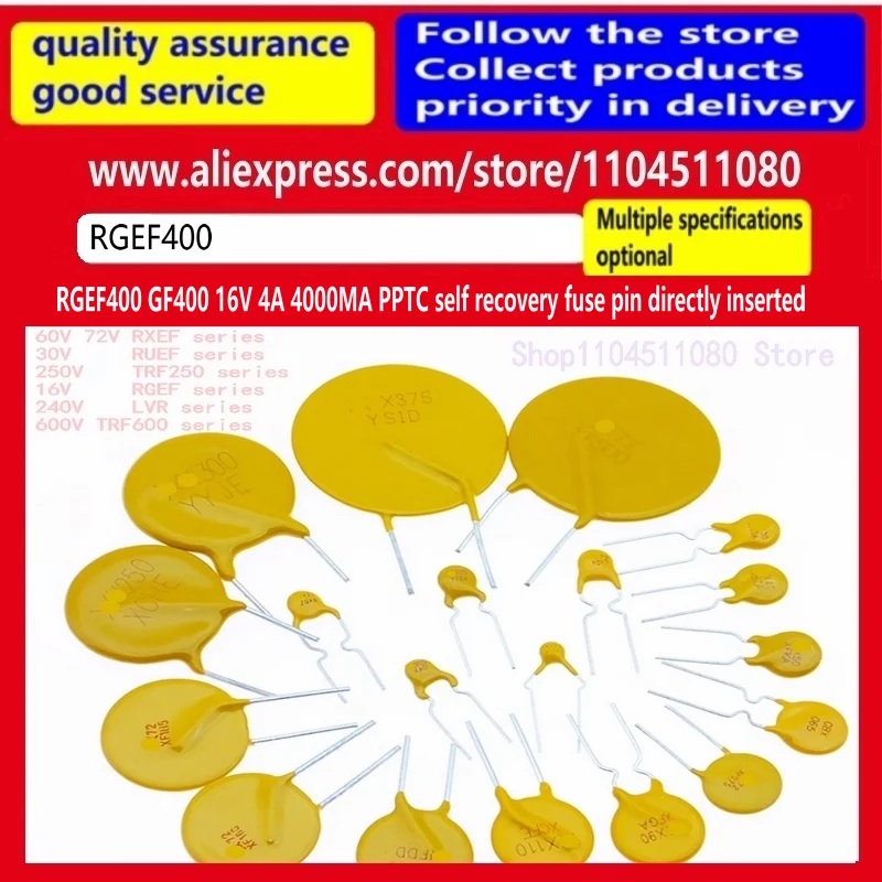 30PCS/ RGEF400 GF400 16V 4A 4000MA PPTC self recovery fuse pin directly inserted
