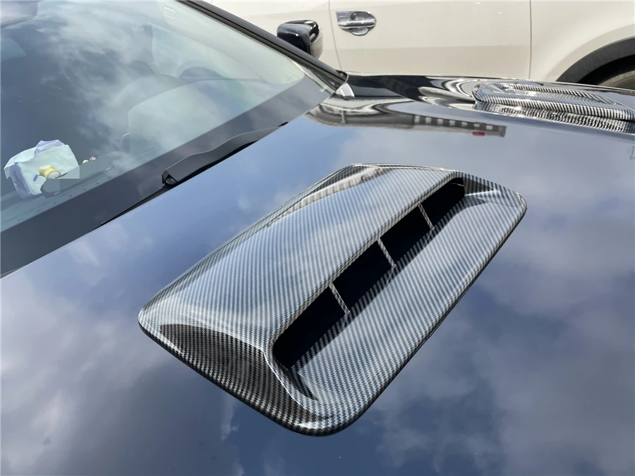 Car SUV Air Flow Intake Hood Scoop Vent Carbon Fiber Look Cover Trim Universal