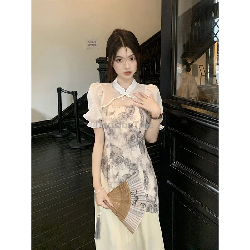 فستان تشيباو الصيني المحسن العصري لعام 2025، حبر عتيق مطبوع، مزاج أنيق من تشيباو، شيونغسام #3