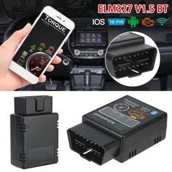 12V V1.5 ELM327 OBD2 Code Reader Scanner Car Diagnostic Tools Bluetooth 5.1 OBD 2 Interface Adapter Auto Engine Tester 16 Pin