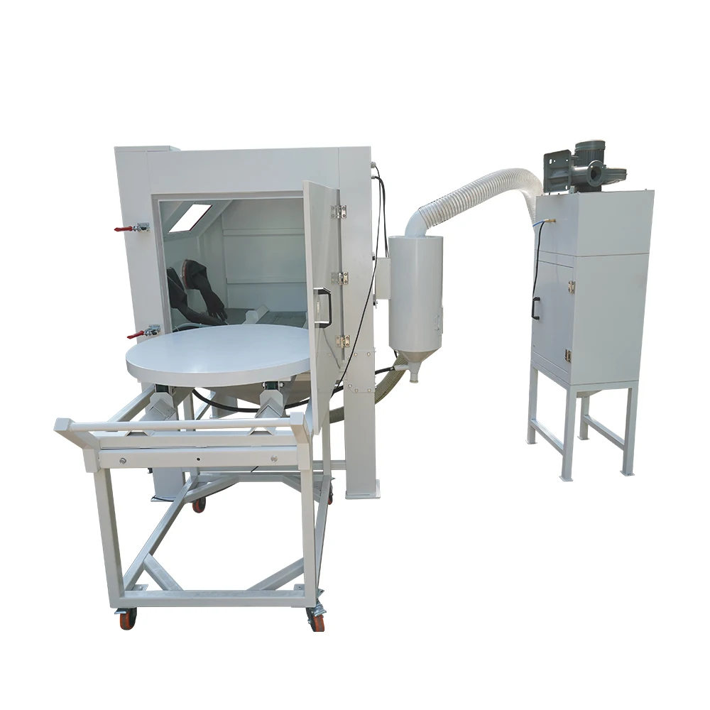 KF-1212FTA turntable sandblasting machine, alloy wheel hub suction sandblasting cabinet