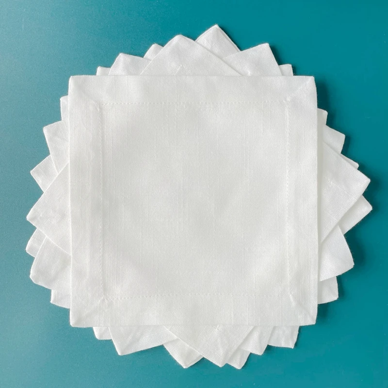 12 Pieces White Placemats Table Mat Napkins Cotton Fabric Napkin Table Dinner Napkins For Party Wedding Many Size Available